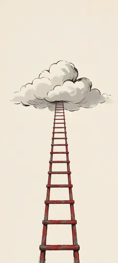 crimson ladder through cloud