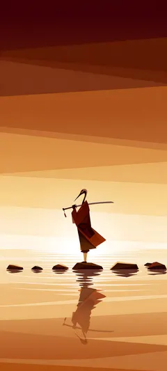 crane-headed warrior monk