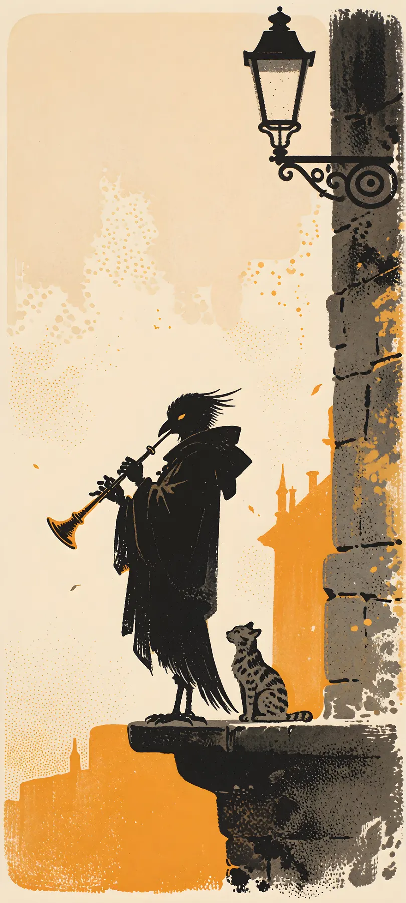 trumpet-playing birdlike minstrel