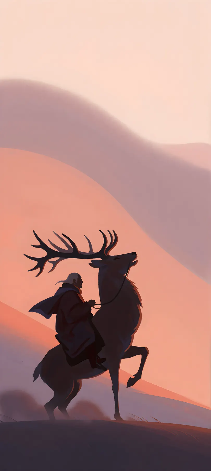 rider and rearing stag