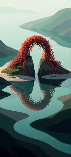 intertwined scarlet vines