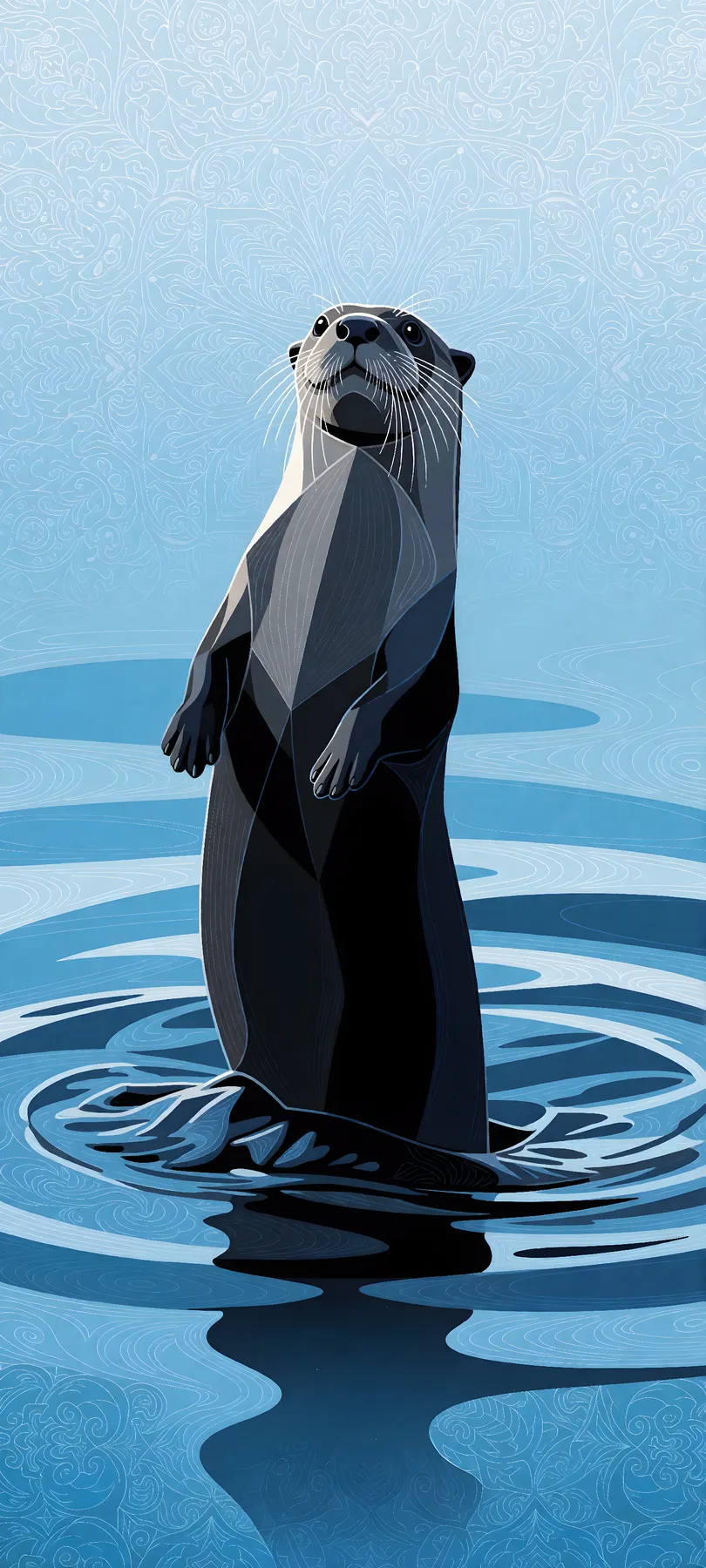 upright black river otter