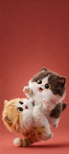 pouncing fluffy kittens