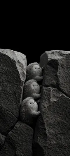 three pebble creatures