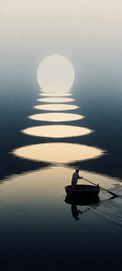 elderly rower in coracle