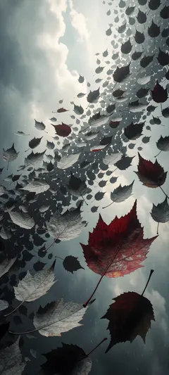 single crimson leaf