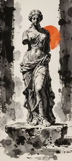 weathered feminine statue