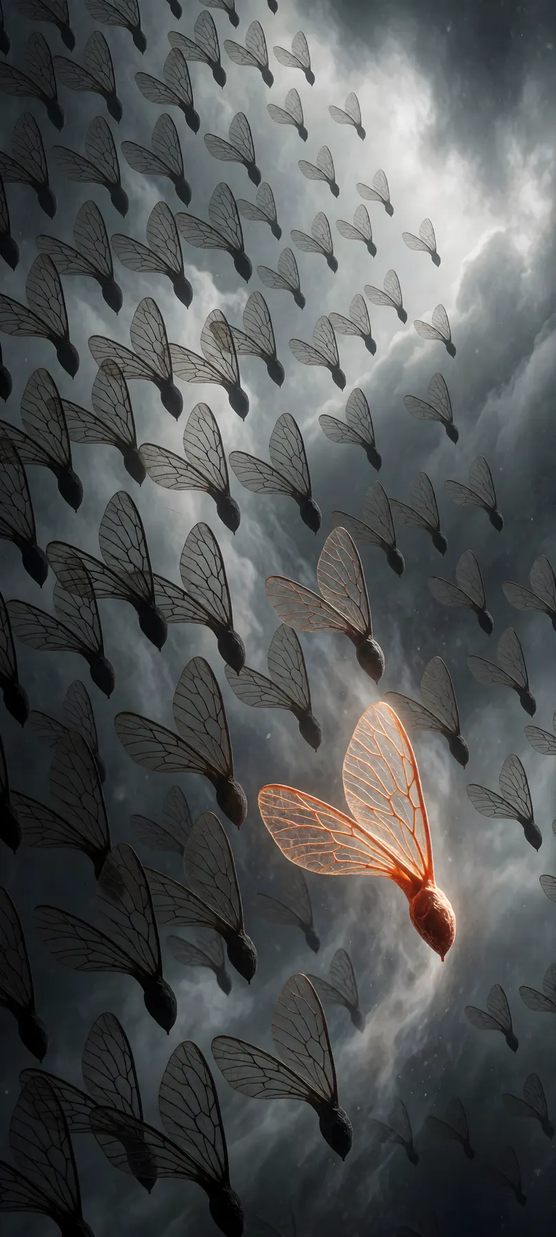 glowing copper winged seed