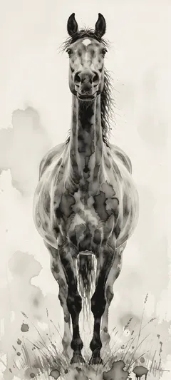elongated startled horse