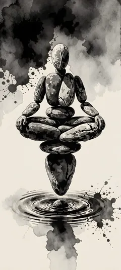 meditating river-stone figure