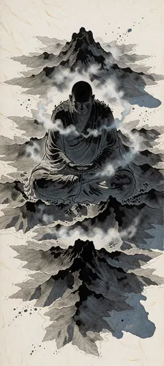meditating mountain being