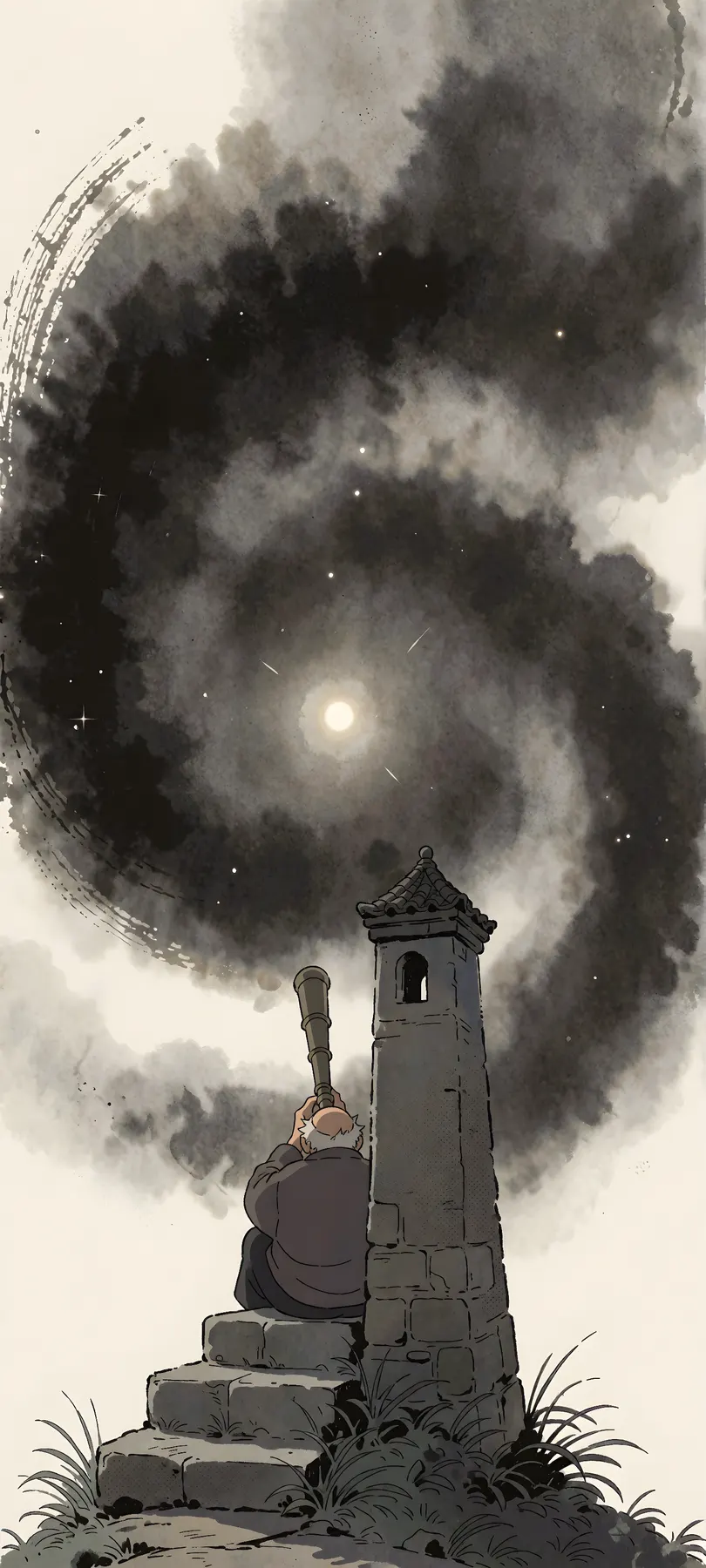 elderly tower sky watcher