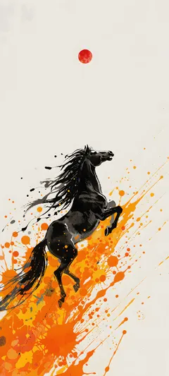 charging black mare