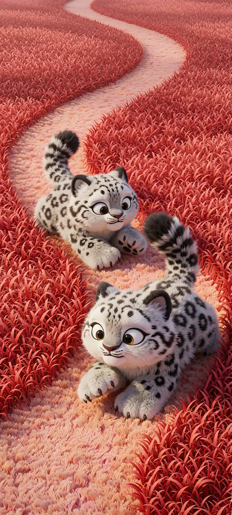 tumbling snow-leopard cubs