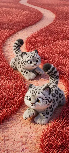 tumbling snow-leopard cubs
