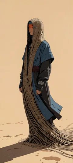 hooded desert wanderer
