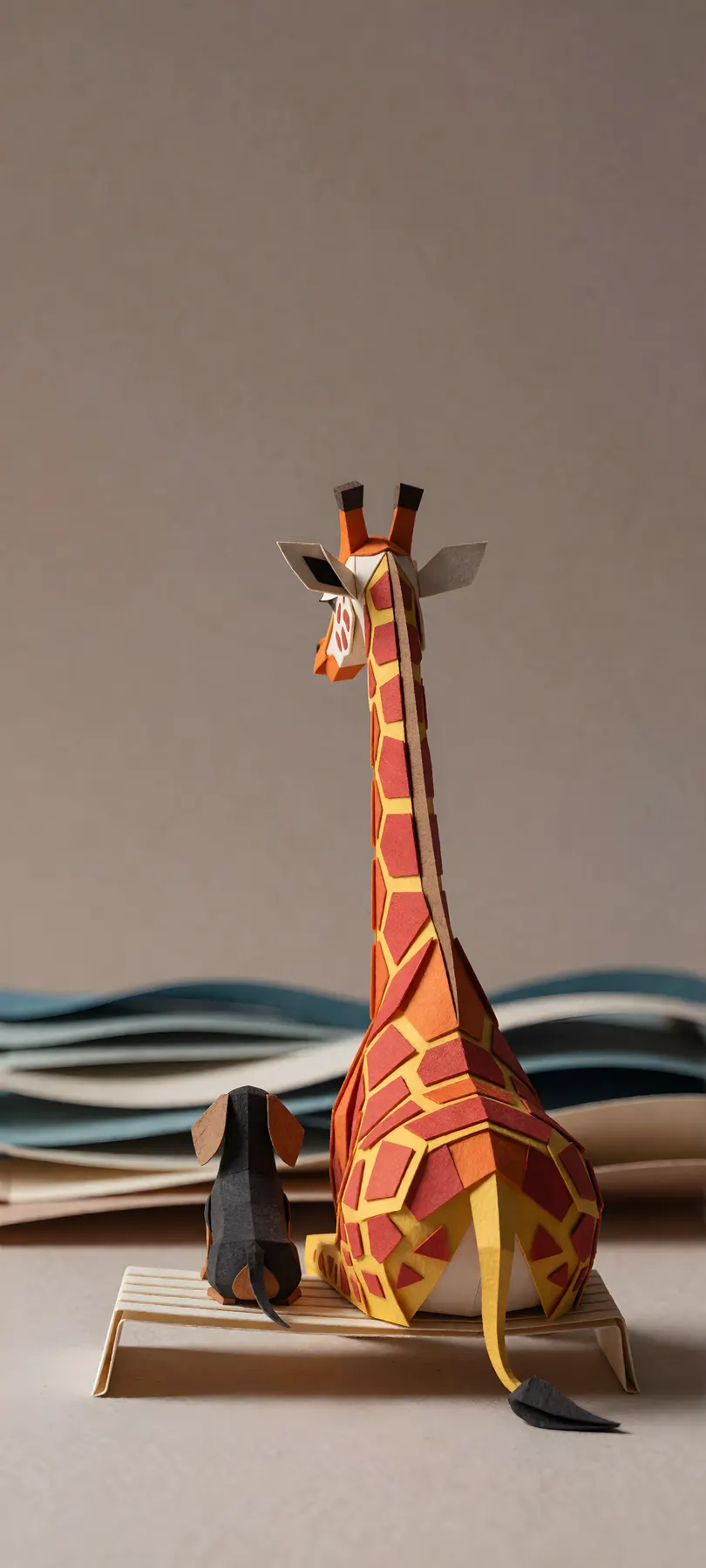 paper giraffe and dachshund