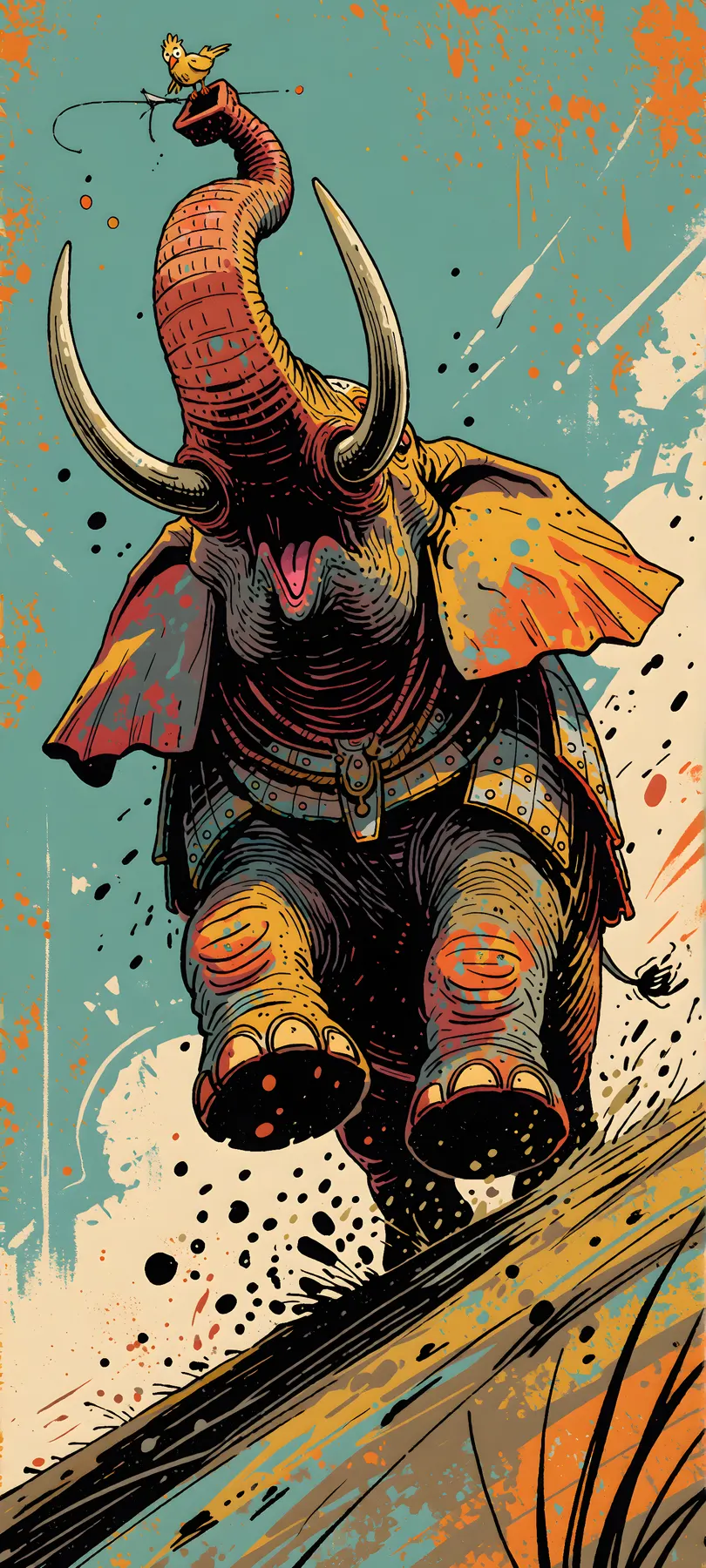 armored climbing elephant
