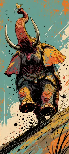 armored climbing elephant