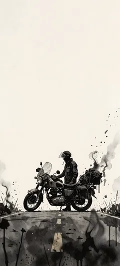 rider beside motorcycle