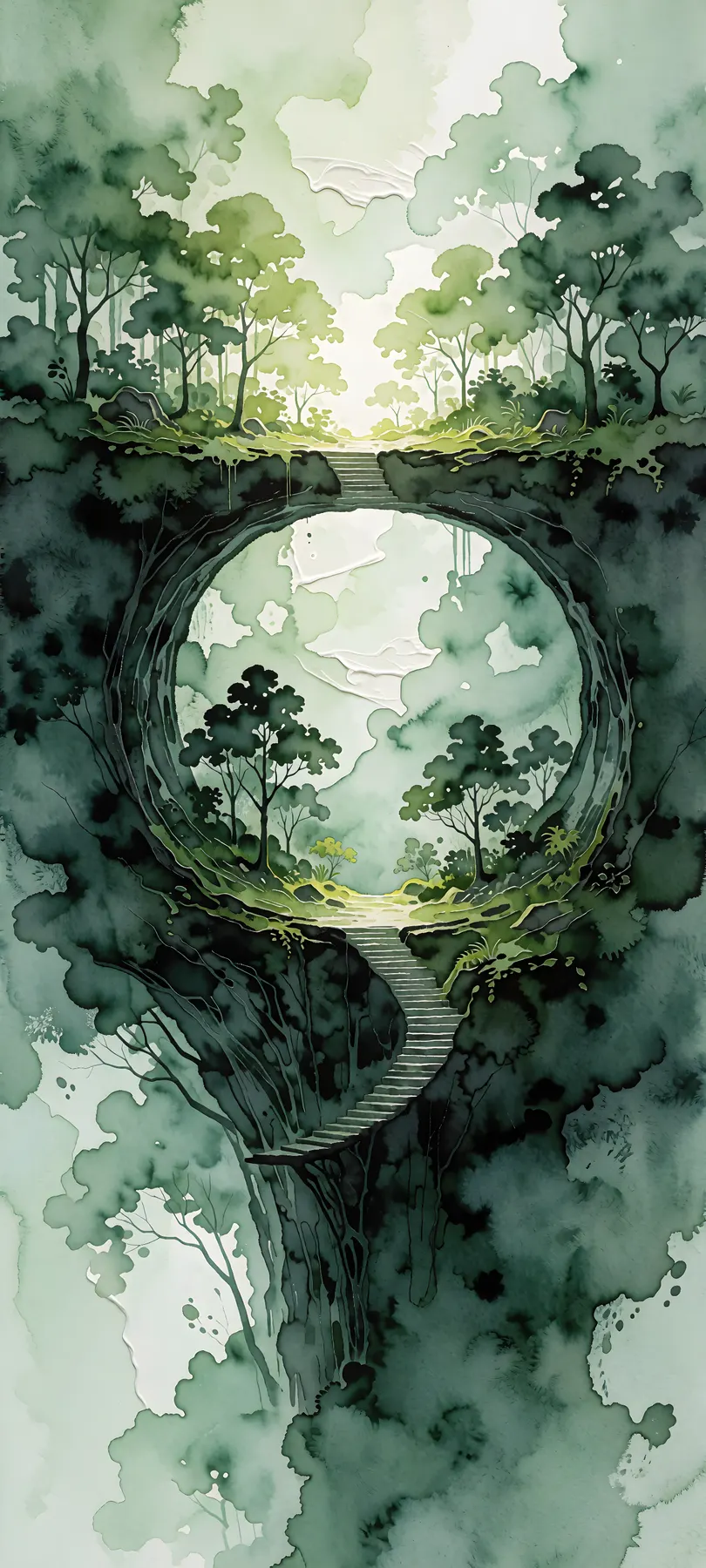 crescent-shaped suspended ravine