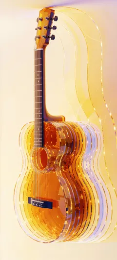 hollow-bodied guitar