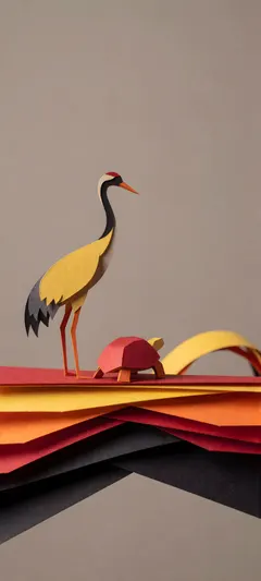 paper crane and tortoise