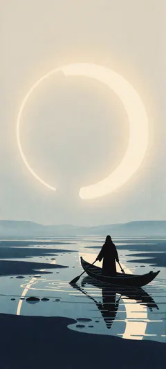 cloaked wayfarer in skiff