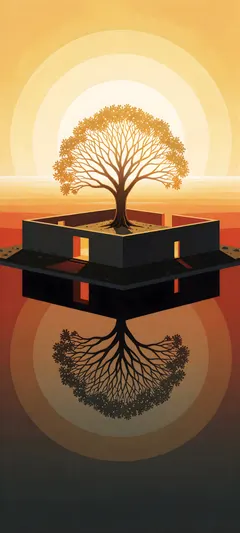 luminous tree courtyard