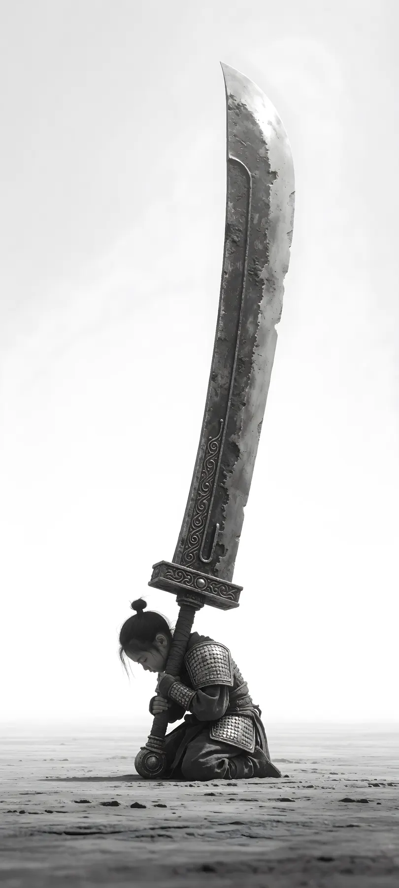 kneeling child warrior