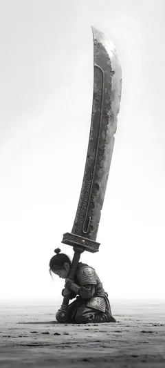 kneeling child warrior