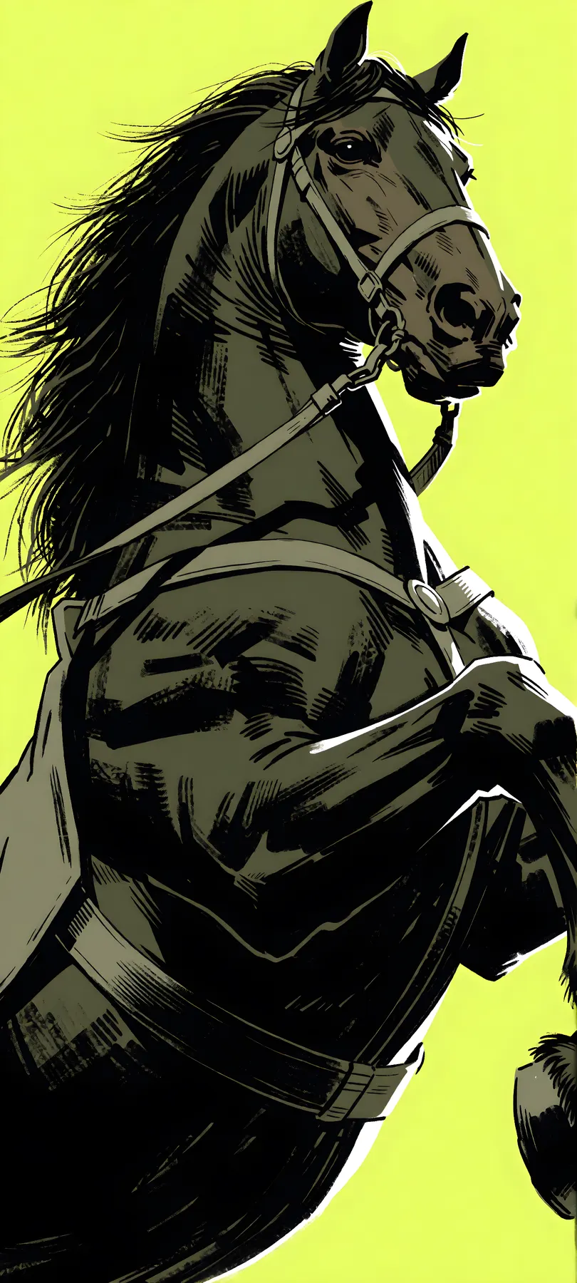 rearing dark warhorse