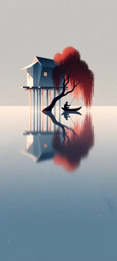crimson willow and house