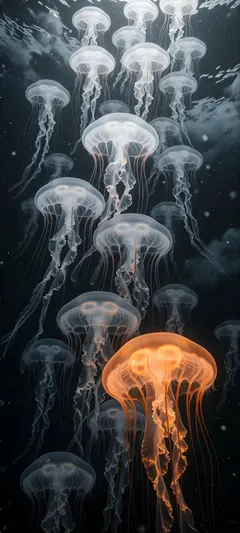 luminous orange jellyfish
