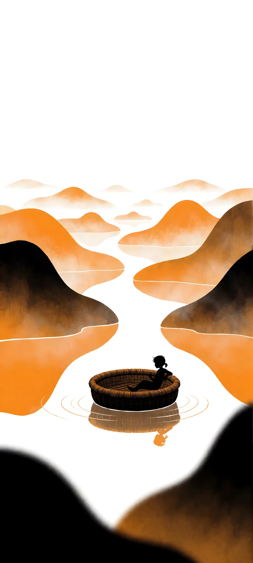 child in reed coracle