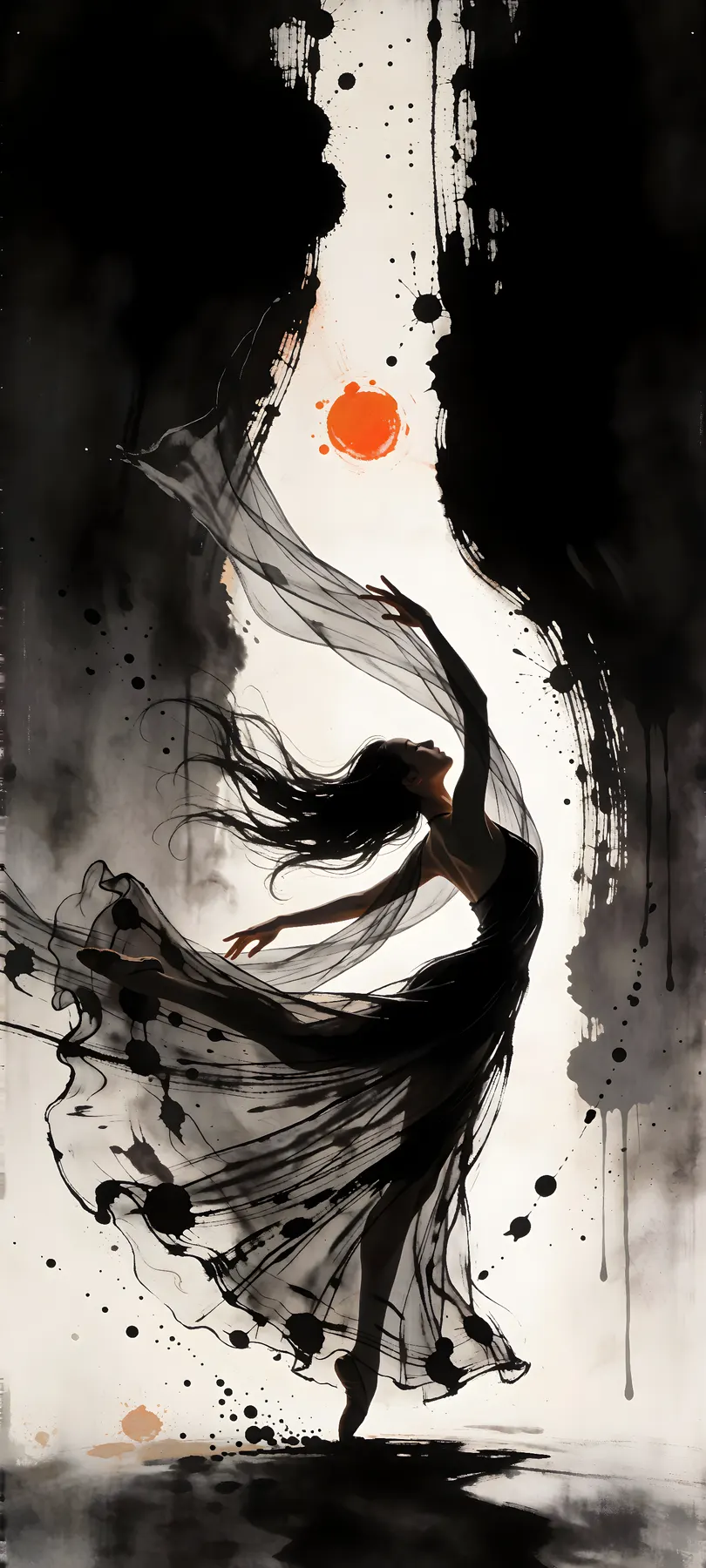 backlit feminine dancer
