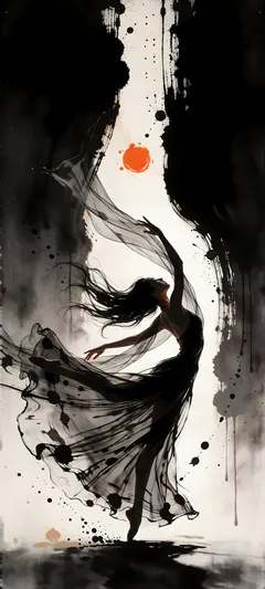 backlit feminine dancer