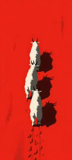 three climbing goat kids