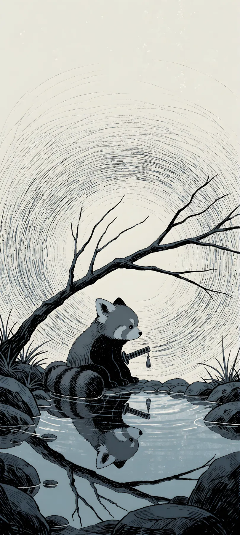 red panda with sword