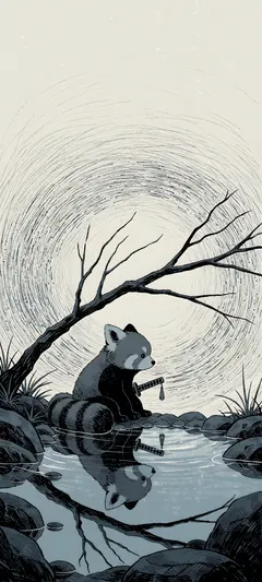 red panda with sword