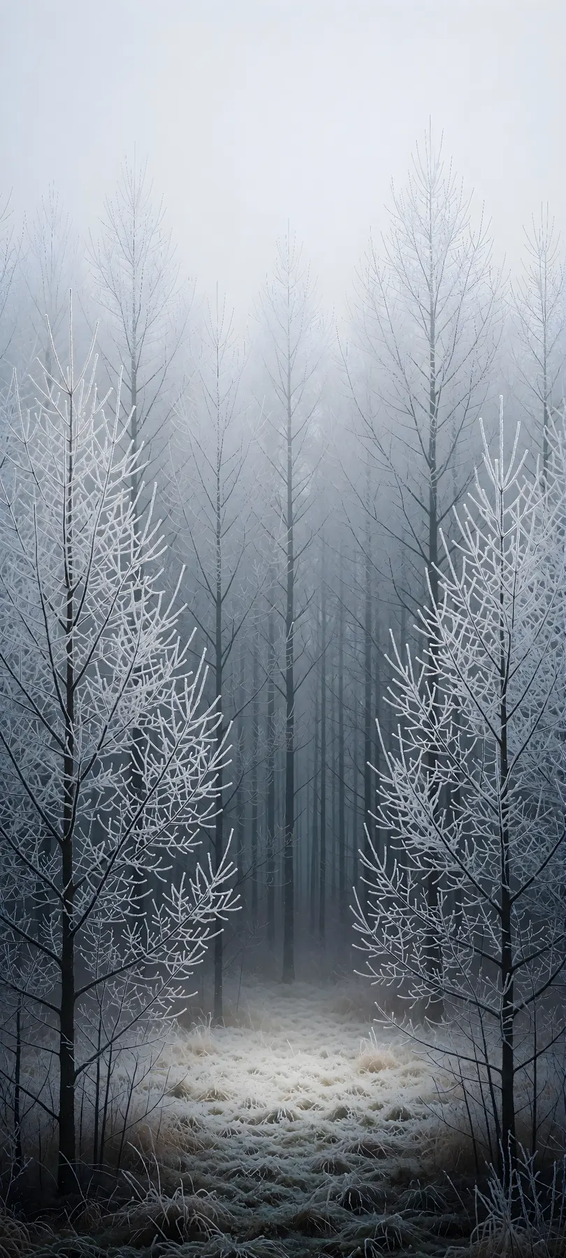frost-coated trees