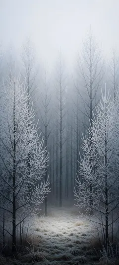 frost-coated trees