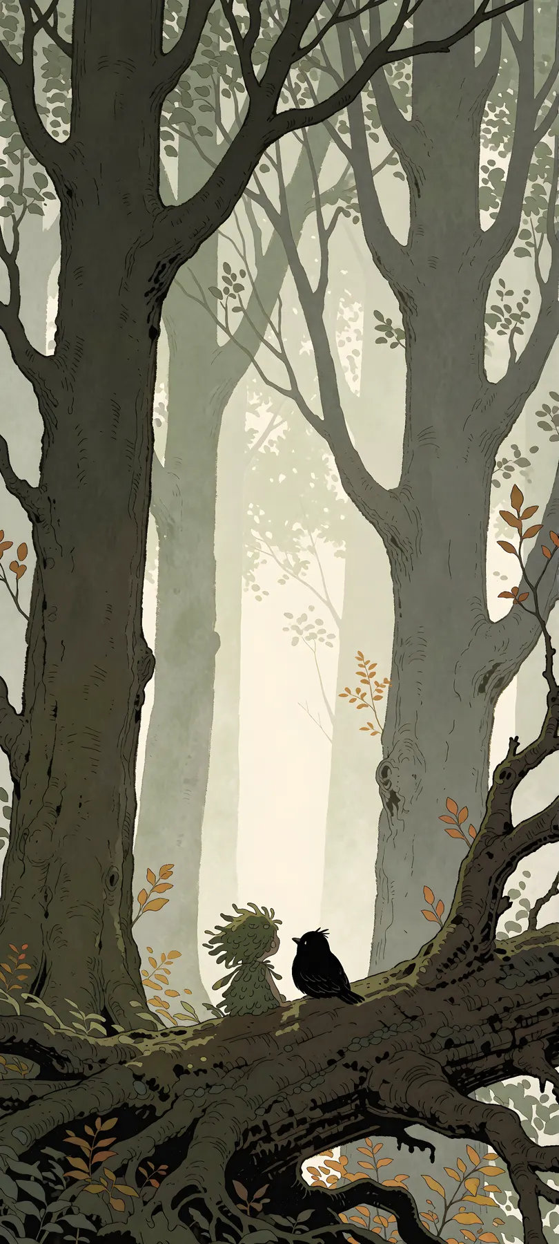 forest spirit and bird