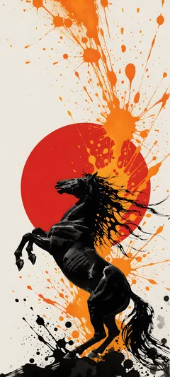 rearing black horse