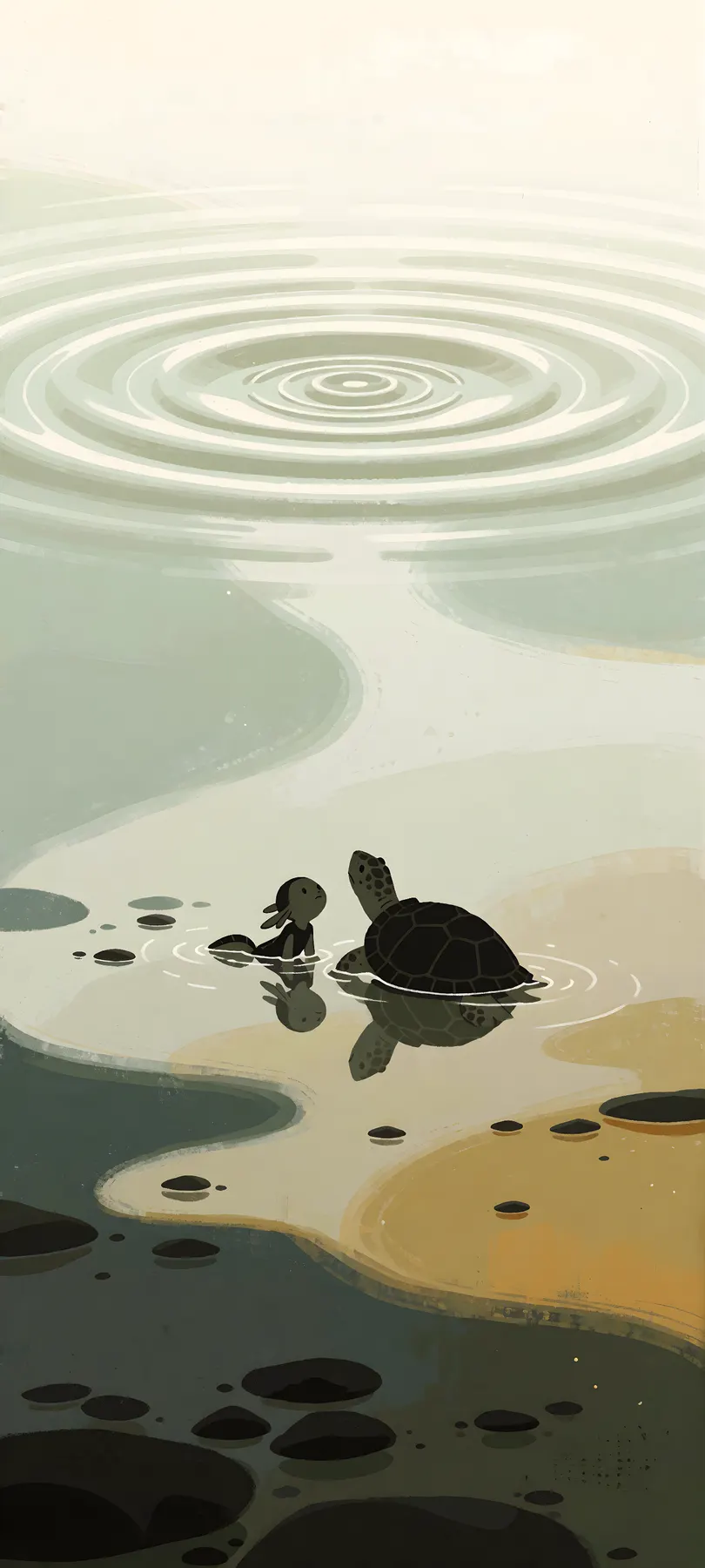 child and turtle