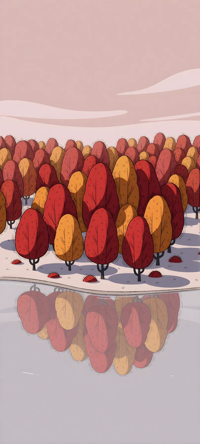 autumn shoreline grove
