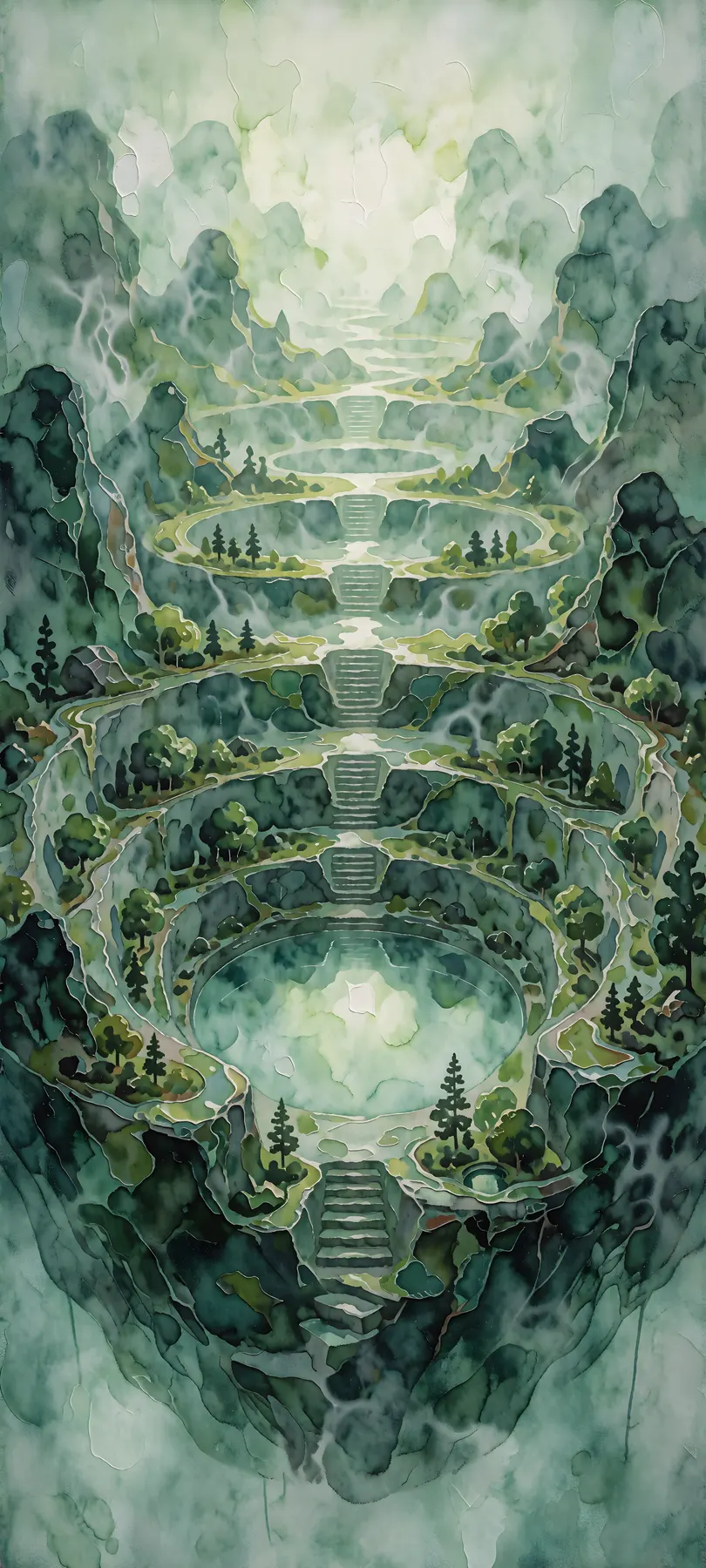 concentric mountain terraces