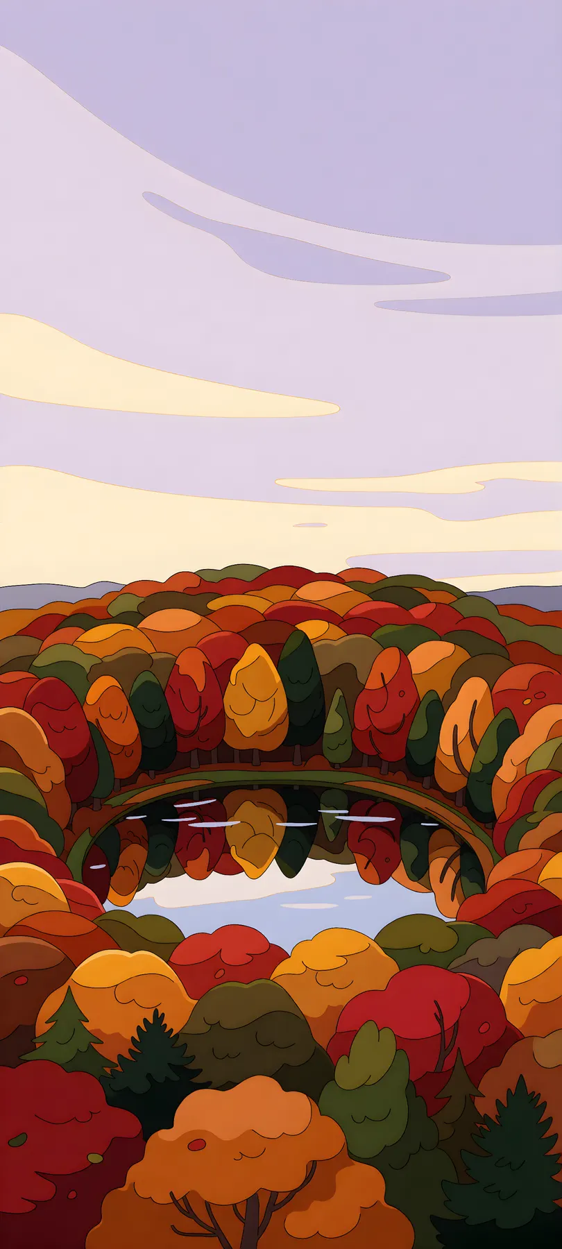 lagoon-ringed autumn grove