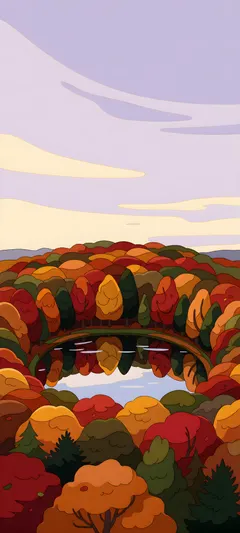 lagoon-ringed autumn grove