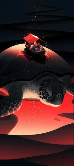 vessel-carrying sea turtle